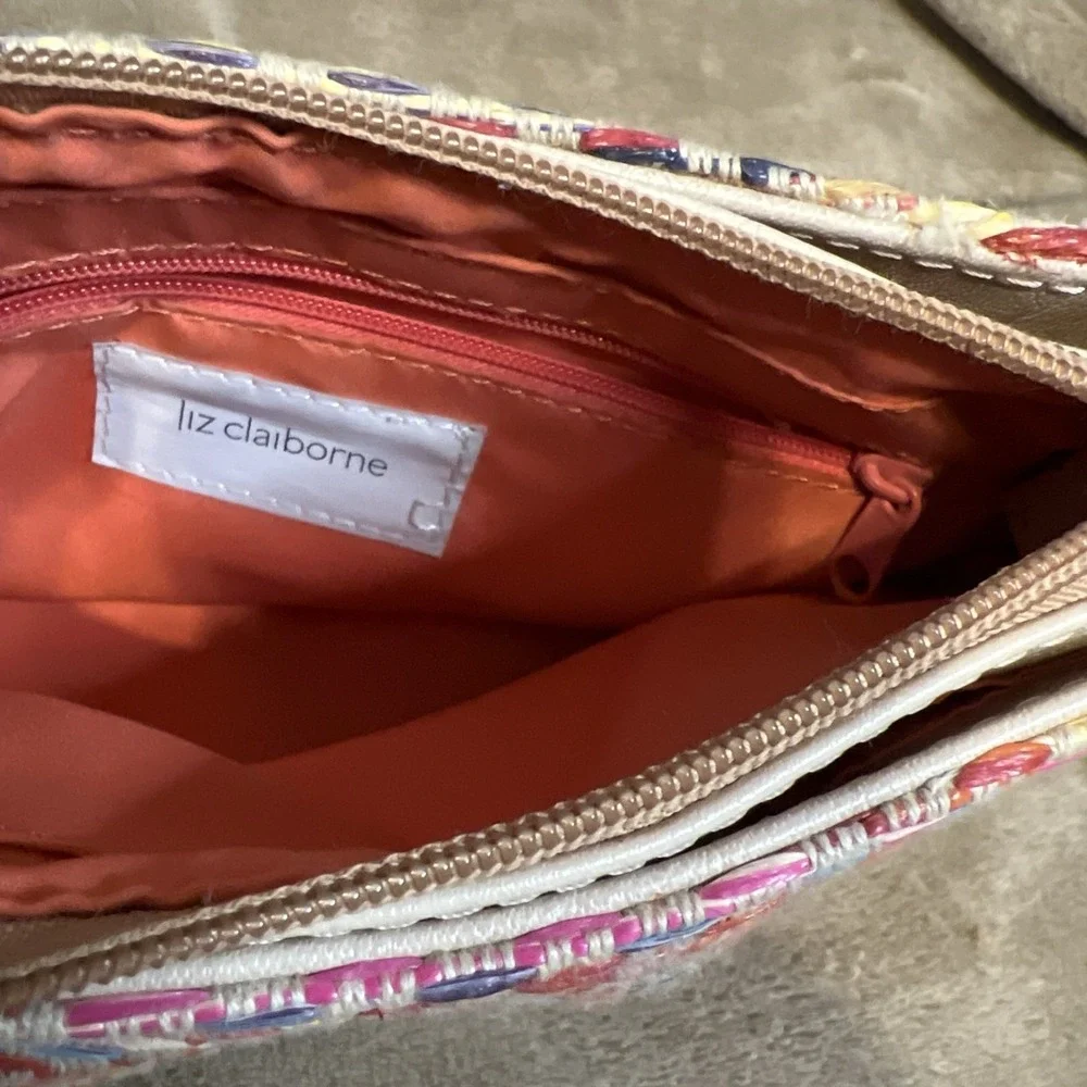 Liz Claiborne LC-1441-P Straw Pattern Shoulder Handbag Purse‎ Multi-Color